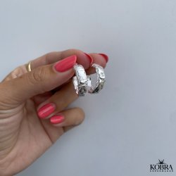 "Luna" large chunky hoops with stones in silver