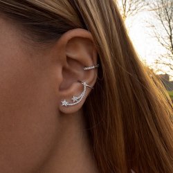 "Lee" enkel earcuff med sten i s�lv