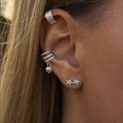 "Celeste" asymmetriske �restikker og earcuff i s�lv