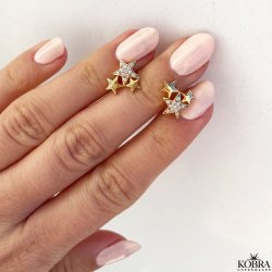 "Stars" 18 karat forgyldte stjerne øreringe med sten