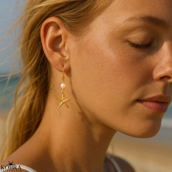 "Sea Of Love" 18 karat forgyldte reringe med sstjerner og gte perler