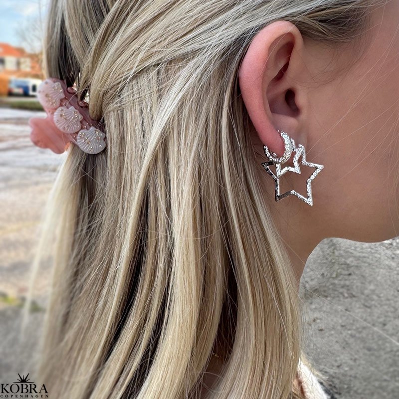 "Stargaze" Star Hoops Small  Sterling Silver