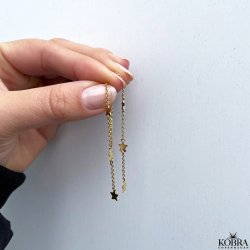 "Starlight" long thread earrings in gold plated