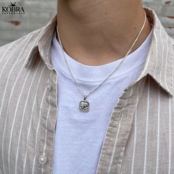 "Icon" stjernetegns halskde i sterling slv med panzerkde