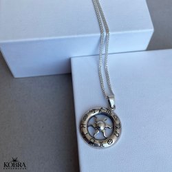 "z&#333;diacus" zodiac sign and sun necklace for men