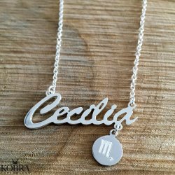 Namnhalsband i sterlingsilver med ditt eget stjärntecken