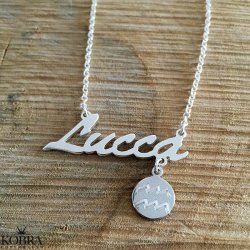 Namnhalsband i sterlingsilver med ditt eget stjärntecken