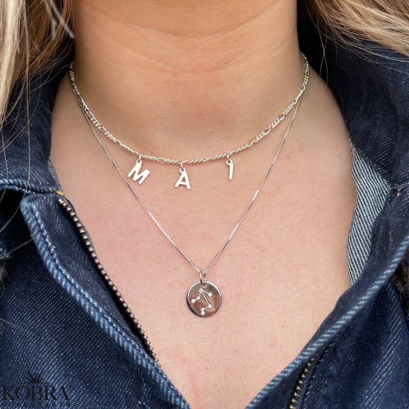 "Zodiac" Stjernetegns halskde /zodiac med zirkonia sten i sterling slv