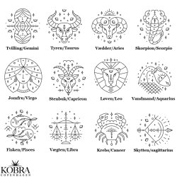 "Blazing Star" stjernetegns halskde i sterling slv