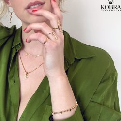 "Elipse" 18 karat forgyldt hndlavet oval ring