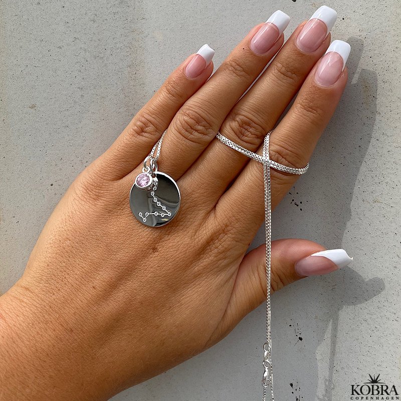 "Zodiac" Stjernetegns halskde /zodiac med zirkonia sten i sterling slv