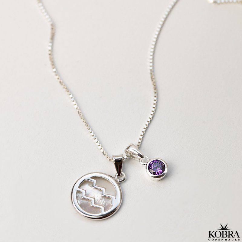 "Stargate" slv halskde med dit stjernetegn / zodiac og lille ID tag inklusiv personlig gravering