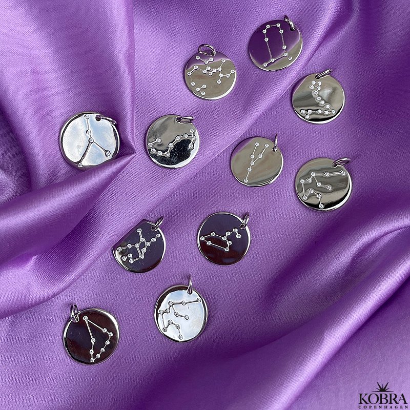 "Zodiac" Stjernetegns halskde /zodiac med zirkonia sten i sterling slv