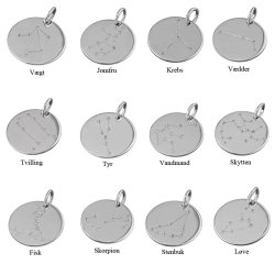"Zodiac" Stjernetegns halskde /zodiac med zirkonia sten i sterling slv