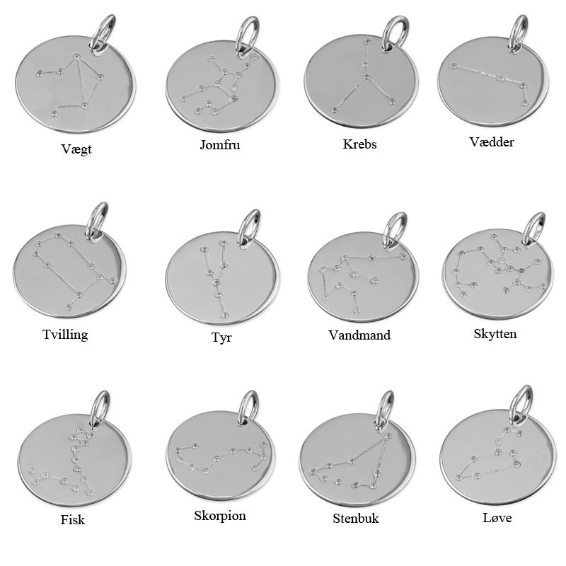 "Zodiac" Stjernetegns halskde /zodiac med zirkonia sten i sterling slv