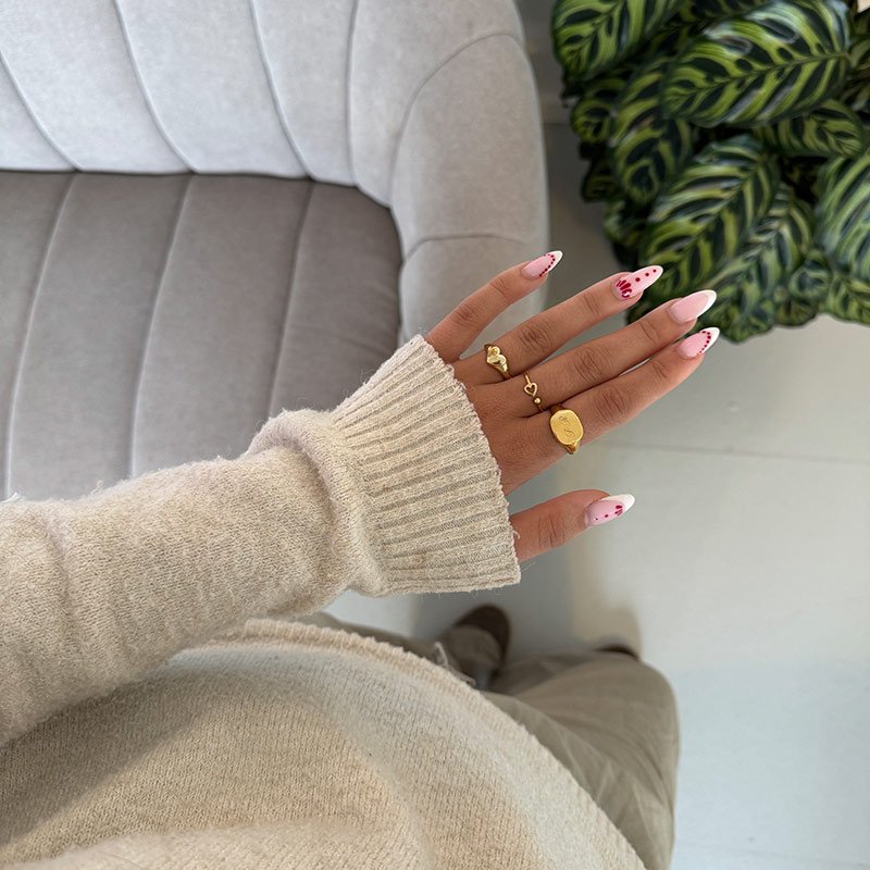 "Liva" 18k Gold Plated Heart Ring with Personal Engraving