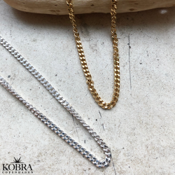 "Clinton" 3mm panzer halskde i sterling slv eller 18 karat forgyldt