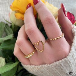 "Love" stor hjerte ring i guld