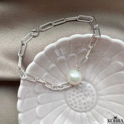 "Penelope" slv armbnd med stor ferskvandsperle