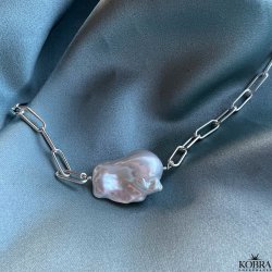 "Sarasota" slv halskde med stor ferskvandsperle