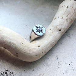 "Rocket" stor signet ring / cocktail ring i sterling slv med sten