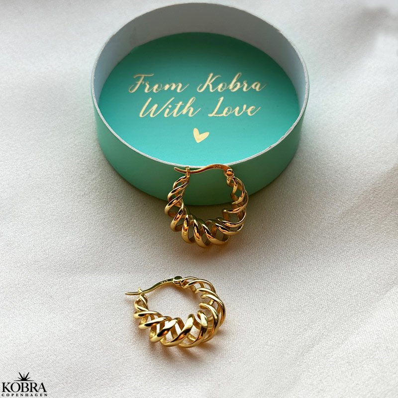 "Spin" 18 karat forgyldt snoet hoops / reringe