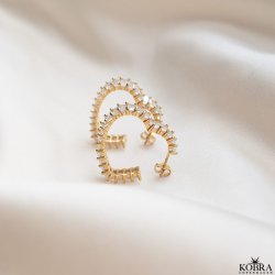 "Krystal" 18 karat forgyldte hjerte reringe (large)