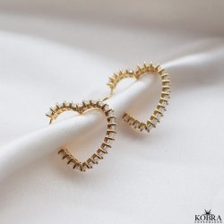 "Krystal" 18 karat forgyldte hjerte reringe (large)