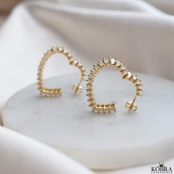 "Krystal" 18 karat forgyldte hjerte reringe (large)