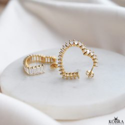 "Krystal" 18 karat forgyldte hjerte reringe (large)