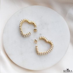 "Krystal" 18 karat forgyldte hjerte reringe (large)