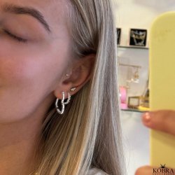 "Mikami" unikke slv hoops med hvide sten (medium)