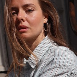 "Mellow" Big hoops in sterling silver with small silverballs