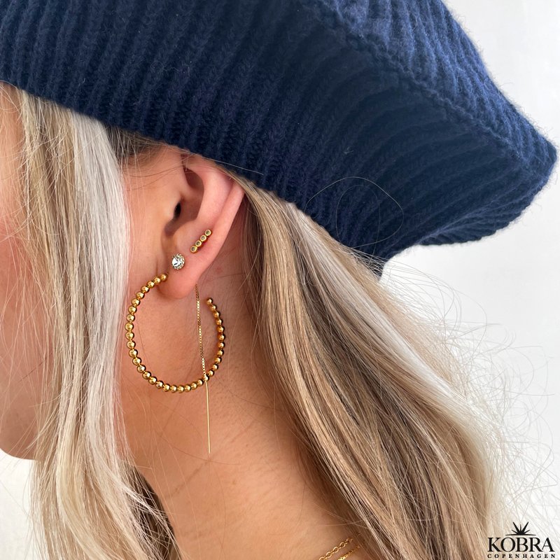 "Mellow" store forgyldte hoops med små guld kugler