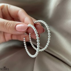 "Mellow" Big hoops in sterling silver with small silverballs