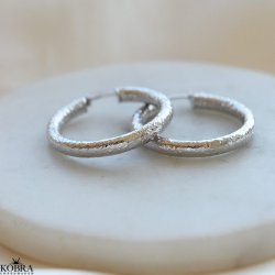 "Manilla" store chunky slv hoops med mnster