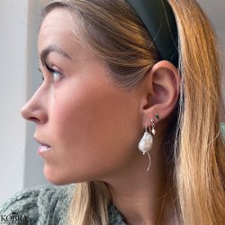 "Creek" store hvide ferskvandsperler  i slv med curvy reringe