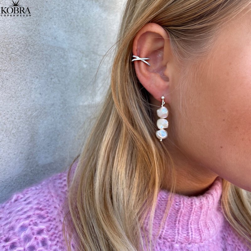 "Shake" perle reringe med organiske ferskvandsperler i slv