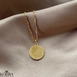 "Story" rund guld halskæde med din personlige gravering