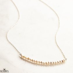 "String" slv perle halskde med gte hvide ferskvandsperler