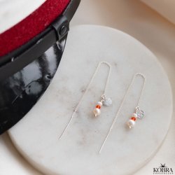 "Elina" slv retrde med rde og hvide perler