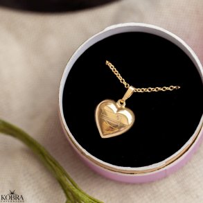 Studentersmykke - Guldhjerte med studenterhue og personlig gravering