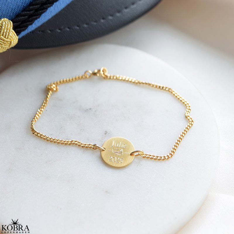 Studenterarmbnd i guld med 2 mm. panzerkde