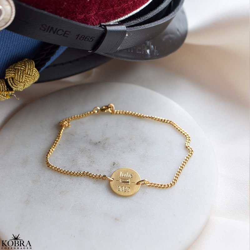 Studenterarmbnd i guld med 2 mm. panzerkde