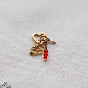 Studenter smykke / vedhng, komplet med 3 charms og hjerte lukning i guld