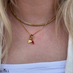 Studenter smykke / vedhng, komplet med 3 charms og hjerte lukning i guld