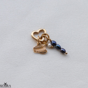 Studenter smykke / vedhng (bl hue) -  komplet med 3 charms og hjerte lukning i guld