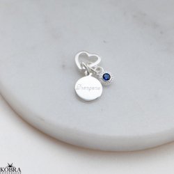 "Poise" Birthstone charm in silver / find your month