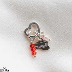 Studenter smykke / vedhng, komplet med 3 charms og hjerte lukning i slv