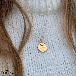 Round "Rocket" cross engraving necklace with stones in gold